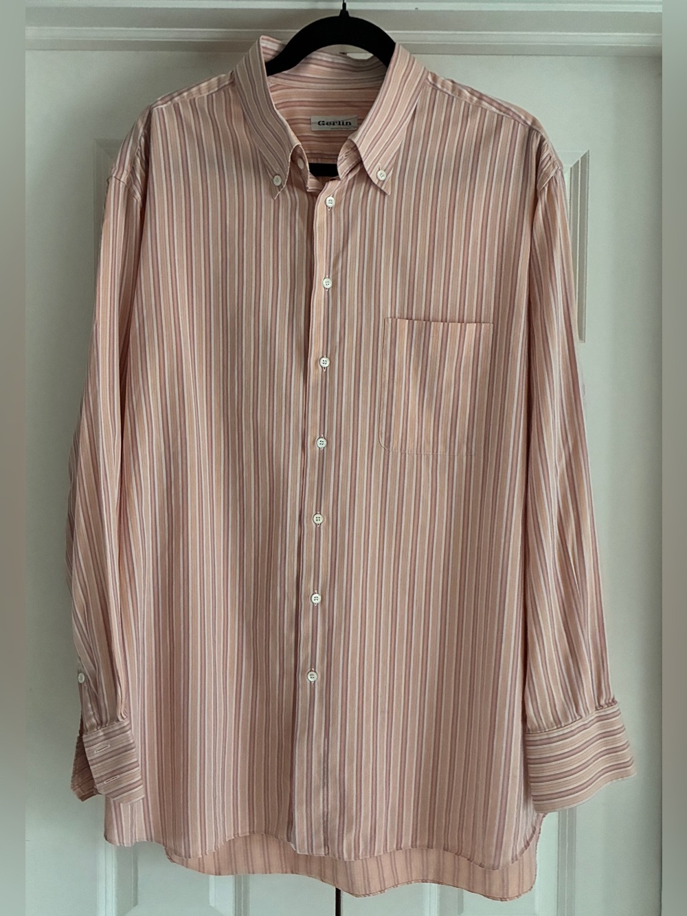 GERLIN Italy Men's XXL Luxury Striped Cotton Dress Shirt